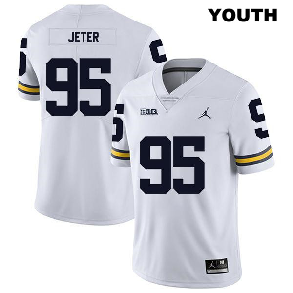 Youth NCAA Michigan Wolverines Donovan Jeter #95 White Jordan Brand Authentic Stitched Legend Football College Jersey OI25L54IW